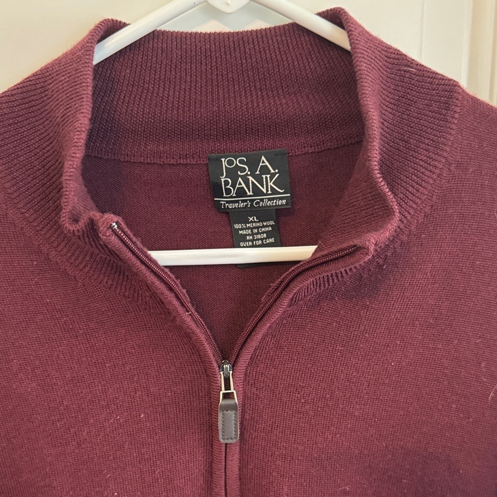 Jos. A. Bank Men's Maroon Zip-Up Sweater